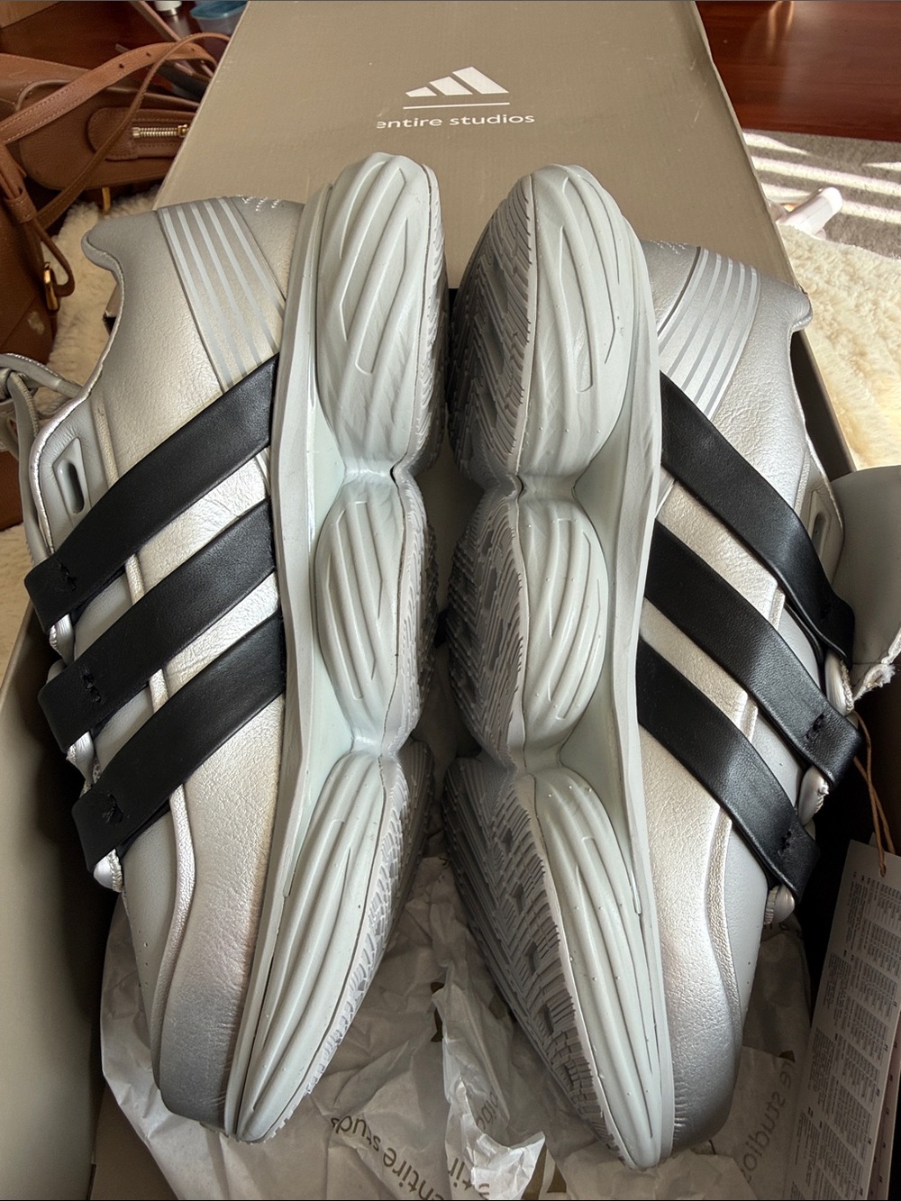 ADIDAS X ENTIRE STUDIOS POD MATTE SILVER / SILVER METALLIC /CORE BLACK sz 4 new